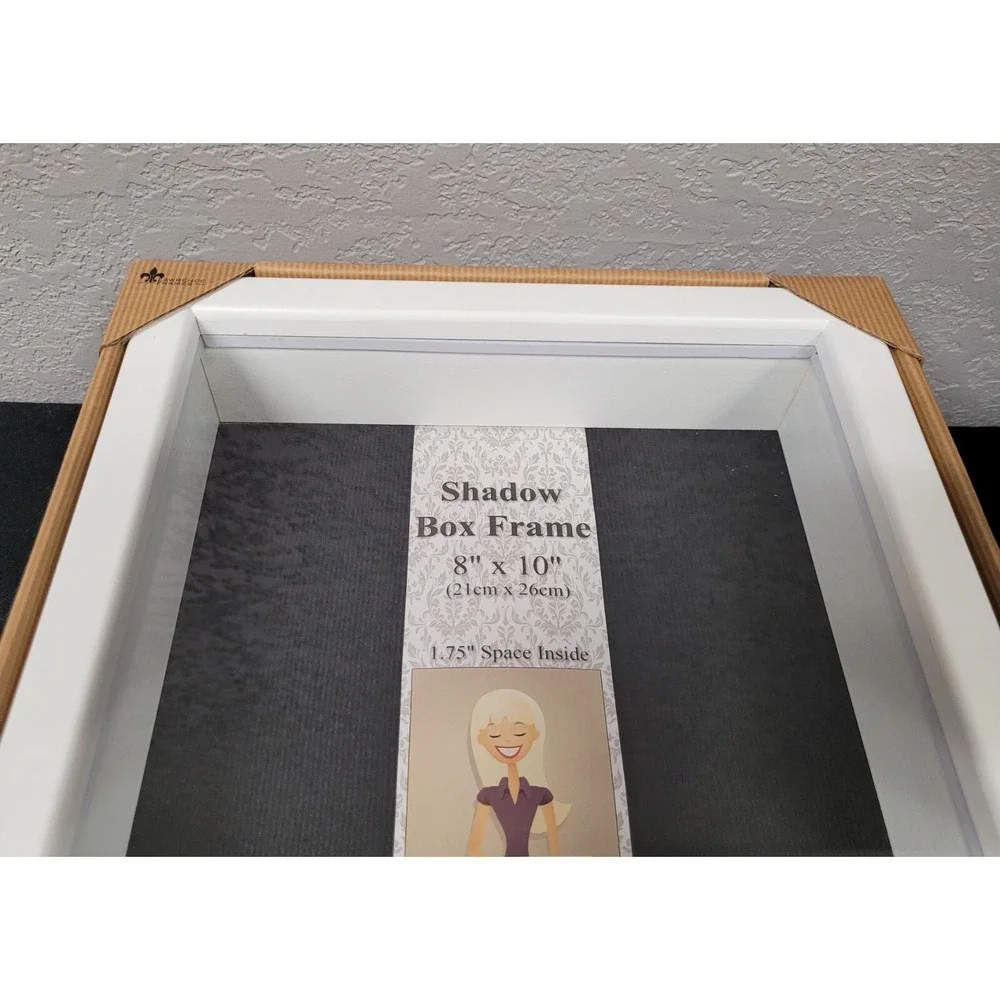 Lawrence Frames 790280 White Wood Shadow Box Picture Frame 8 by 10-Inch